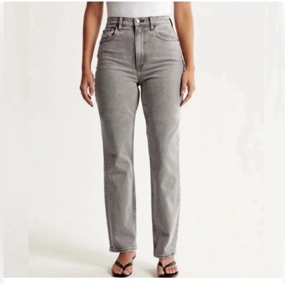Abercrombie 90s Straight Ultra High Rise Jeans Size 27 (4) Gray Y2K Retro Casual